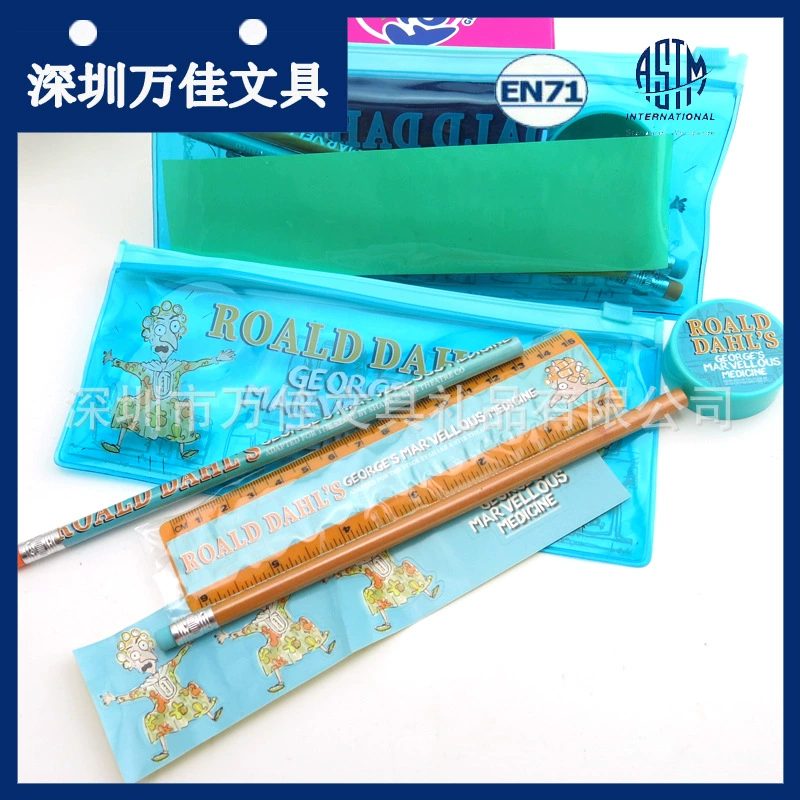 Blue cartoon stationery, set PVC