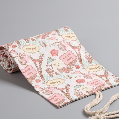 Paris Eiffel Tower small fresh canvas handmade pen curtain 12 24 36 48 72 hole pencil bag pencil box color pencil