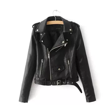 Cross border PU leather jacket new Korean leisure locomotive leather jacket women's short fit coat in spring 2019 - ShopShipShake