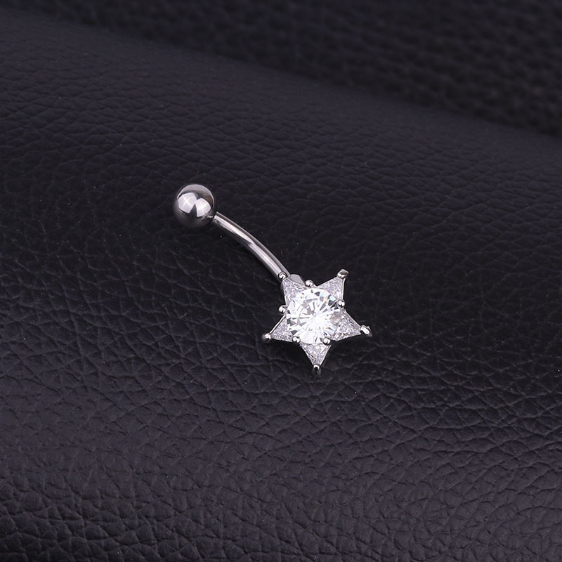 Acero Inoxidable Con Incrustaciones De Circonio Estrellas Clavos Umbilicales display picture 4