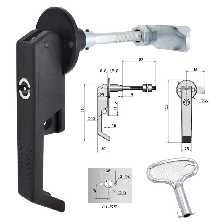 SK1-096工业门锁锌合金门锁把手机箱机柜配电箱工业箱体黑把手锁