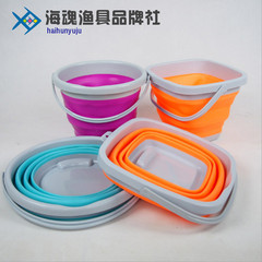 漁具批發摺疊盆便攜式野外寫生野釣硅膠摺疊水桶 雜物桶 漁具水桶