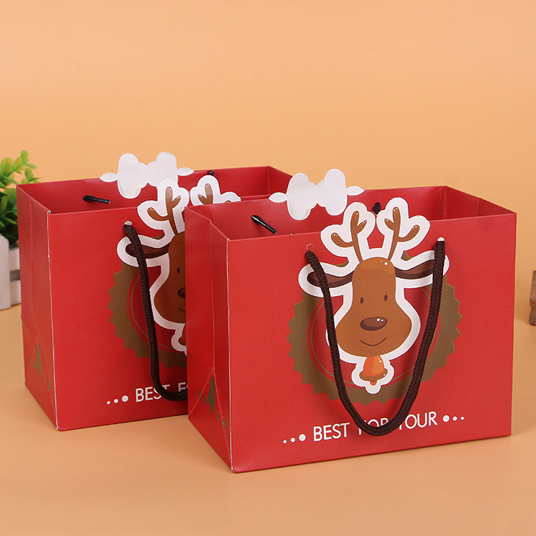 厂家批发红色圣诞购物手提纸袋 展销会广告礼品袋 免费设计