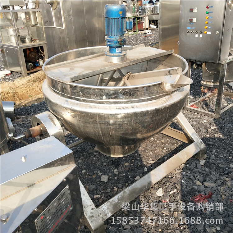 年底促销二手夹层锅 二手300电汽两用夹层锅二手可倾斜食品蒸煮锅