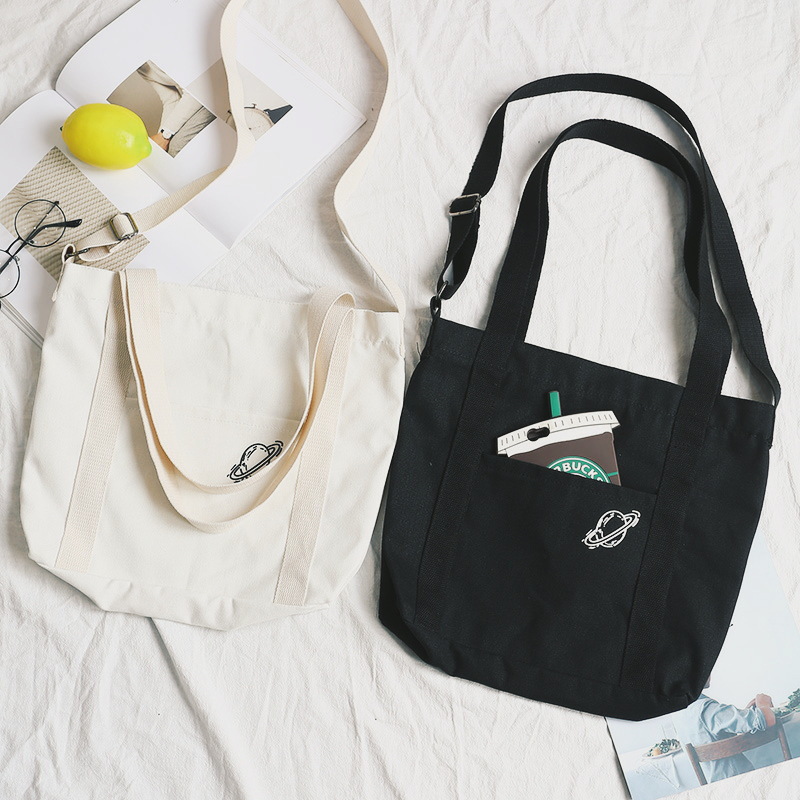 Xiaoqing bolsa de lona artística de doble uso crossbody bolsa de libro de estudiante Bolsa De mujer entrega de una pieza image 3
