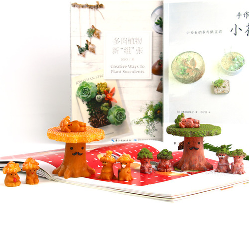 Micro landscape moss potted creative cartoon trumpet mushroom big tree big family desktop mini decorative ornaments