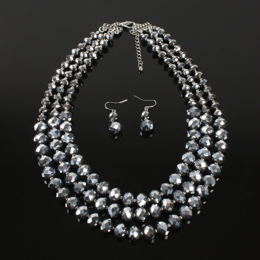 Occident and the United States Glassnecklace (Silver)NHCT0106-Silver