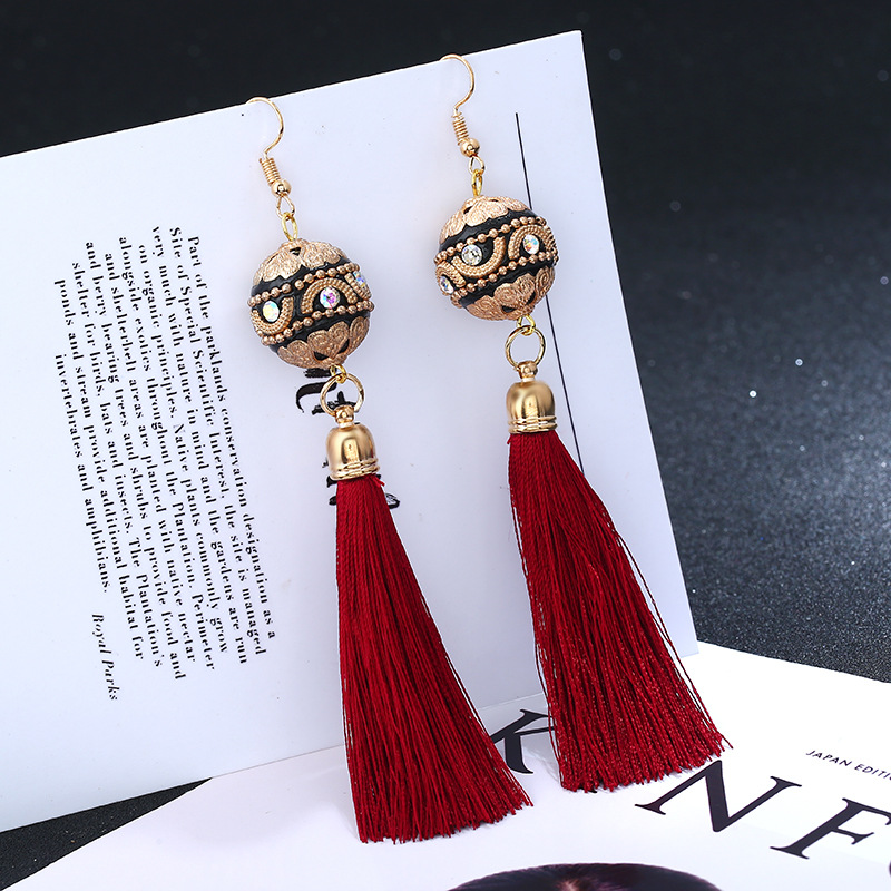 Retro metal plating earring (black)NHVA4525-black