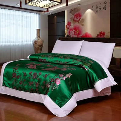 杭州丝绸被套软缎被罩纯棉结婚喜被大红百子图婚庆被面绣花缎面|ms