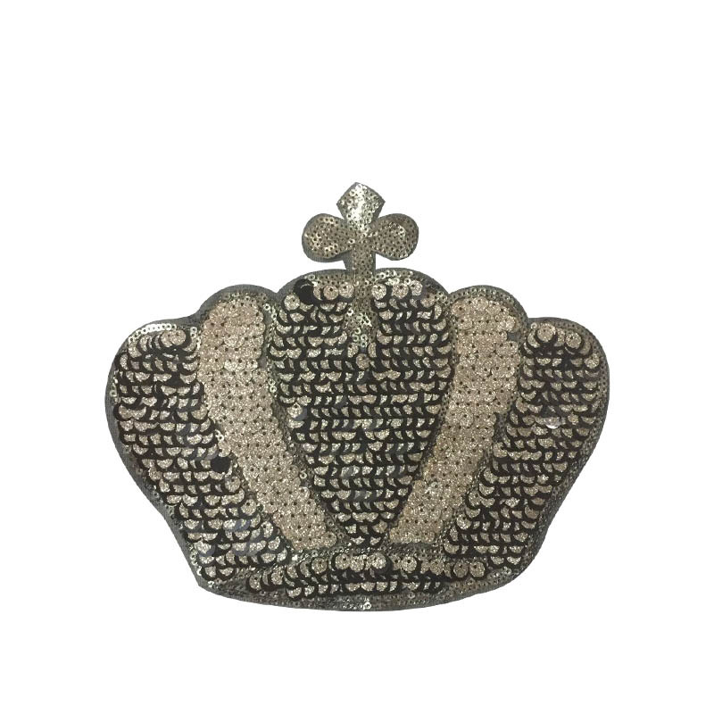 黑金片皇冠布贴补丁贴 珠片绣花辅料 衣服图案装饰缝纫贴 diy亮片