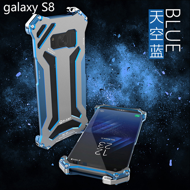 R-Just Gundam Aerospace Aluminum Contrast Color Shockproof Metal Shell Outdoor Protection Case for Samsung Galaxy S8 Plus & S8