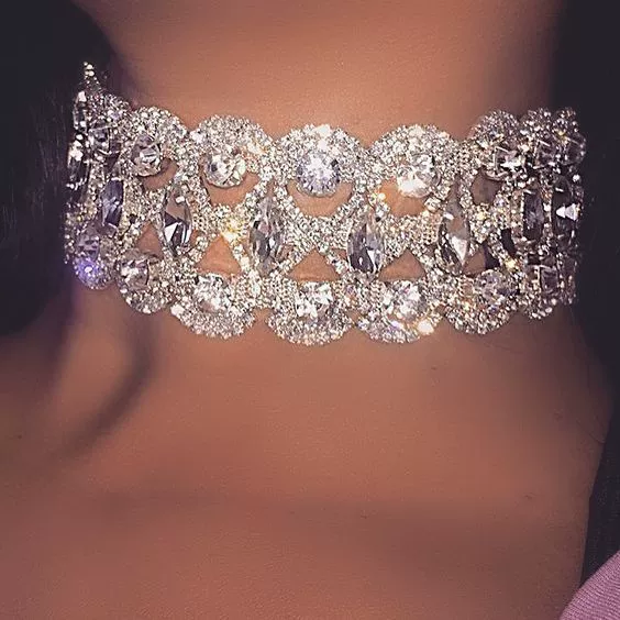 Европа и США трансграничная Crystal Gem Diamond шеи цепь короткая цепочка ключицы ожерелье колье модные украшения оптом