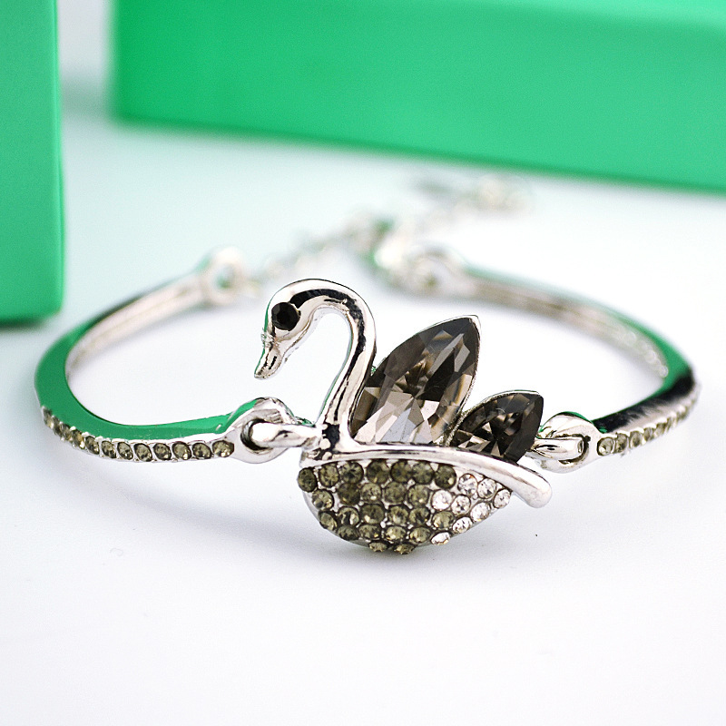 Fashion Simple Full Diamond Swan Crystal Alloy Necklace Bracelet