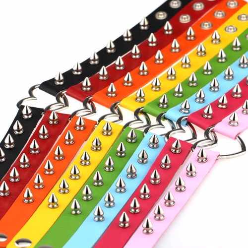 Exaggerated sharp nail rivet peach-shaped heart-shaped PU leather necklace collar choker