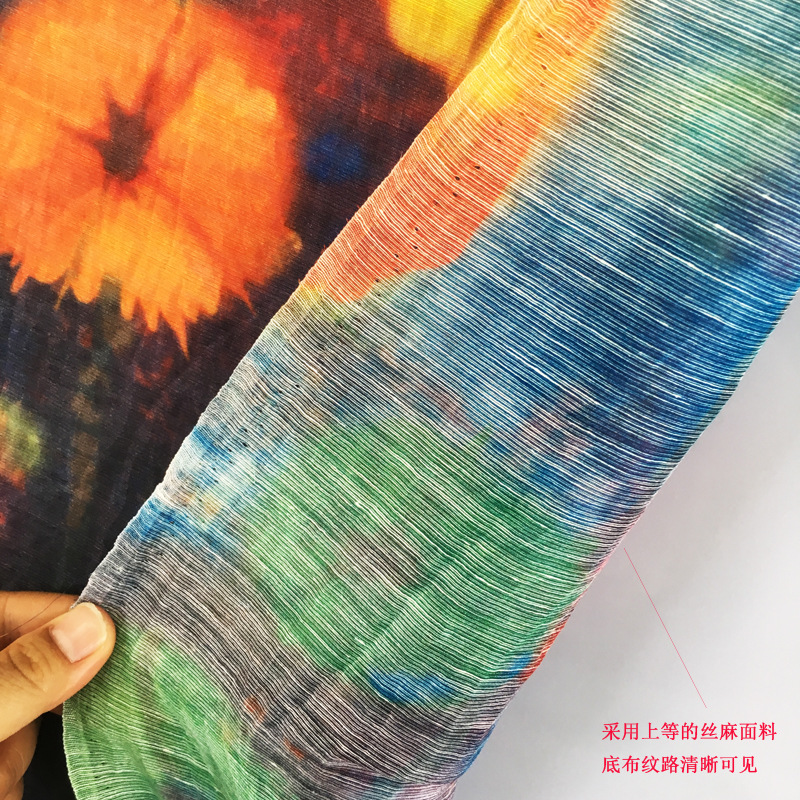 数码活性直喷印花面料 匹布连衣裙女装梭枳  KH4612皇冠布料