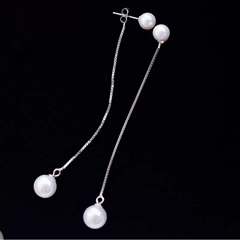 Fashionable earrings with tassels, accessory, silver 925 sample