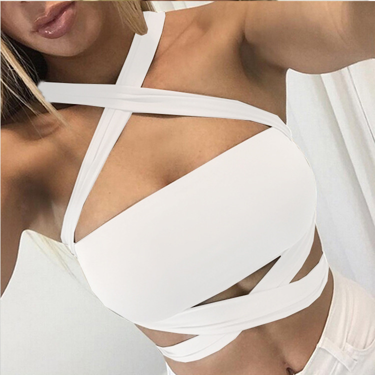 Damen-Bandeau-Top mit gekreuztem Ausschnitt, als Baselayer tragbar, sexy, rückenfrei_voghion.com