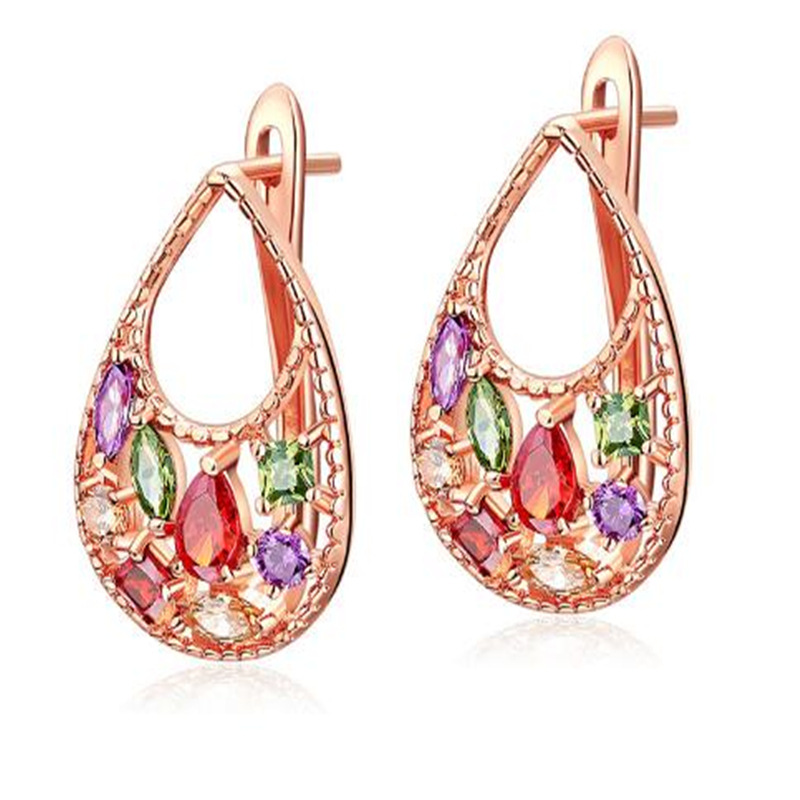 Europe and America Rose Gold zircon Backing rose Gold earrings zircon Backing Cross border Specifically for Earrings Earrings wholesale HD