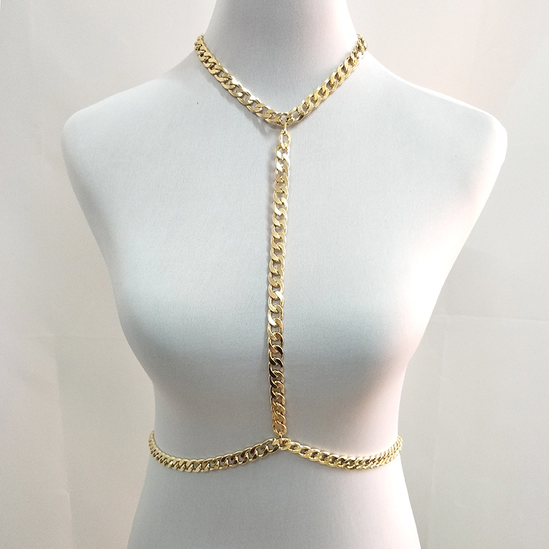 New Aluminum Chain Gold Fashion Simple Body Chain Sexy Bikini Beach Clothing Accessories Necklace