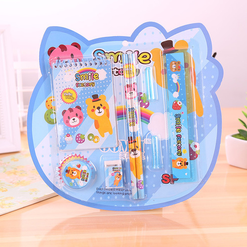 Round disc eight-piece set stationery gift box office school supplies cartoon creative children's day birthday gift