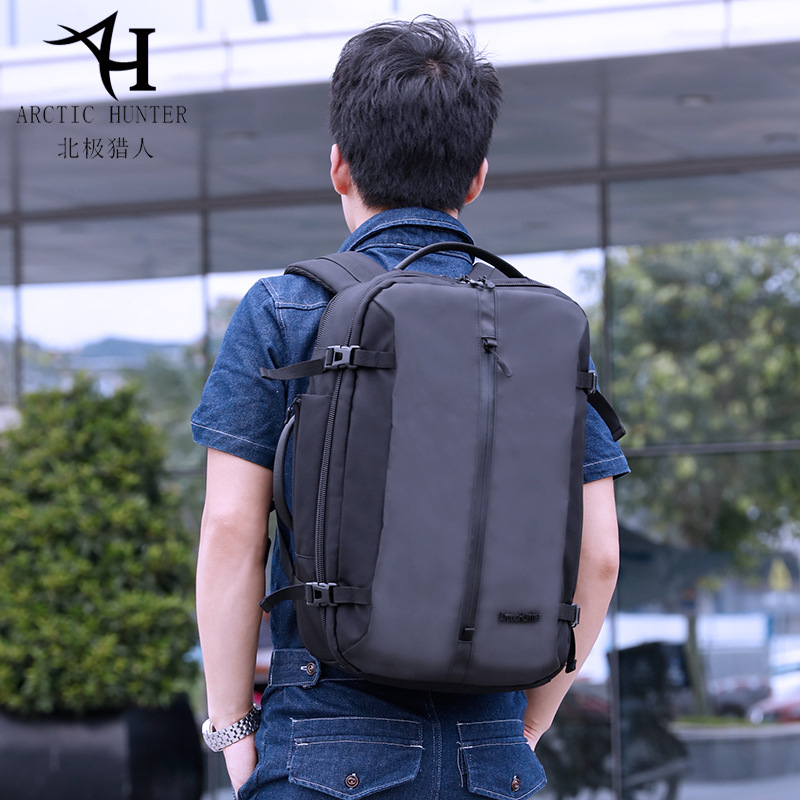 北極獵人品牌跨境休閑男士雙肩包大容量防水學(xué)生電腦書包logo