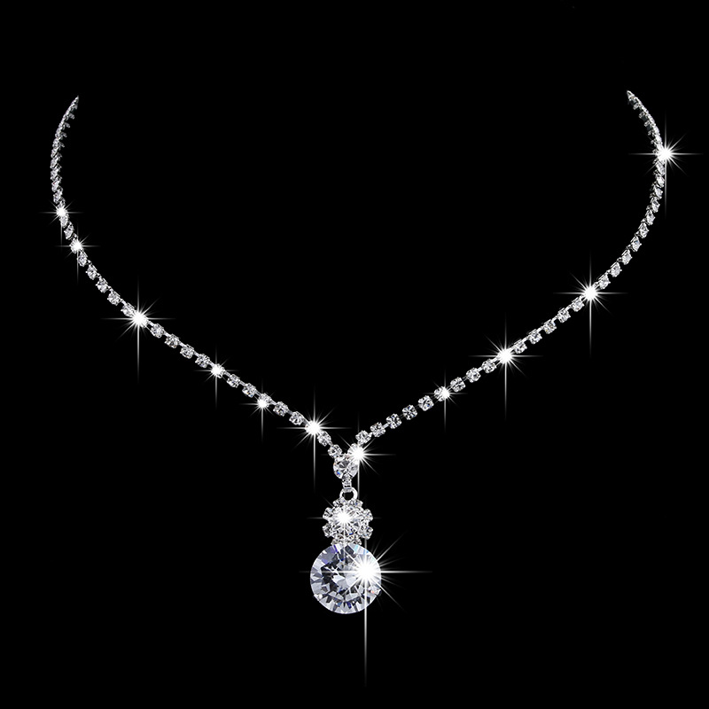 Mode Rond Le Cuivre Incruster Strass Des Boucles D'oreilles Collier display picture 2