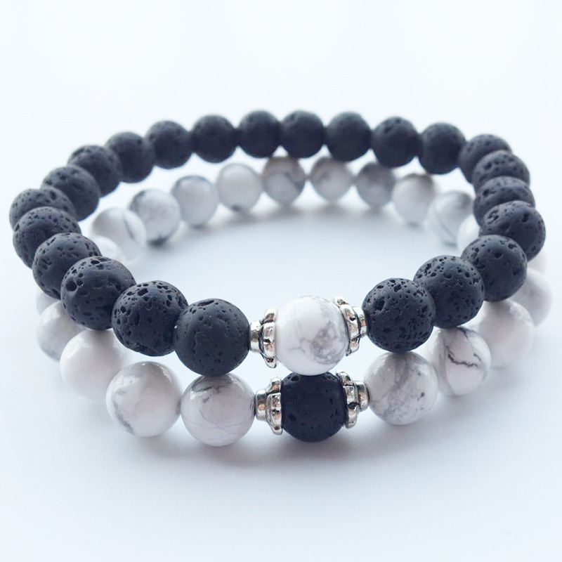 1 Piece Fashion Round Crystal Volcanic Rock Beaded Unisex Bracelets display picture 1