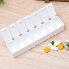 Wholesale seven-grid long rectangular plastic Braille portable organization storage box weekly flip cover small medicine box for resale