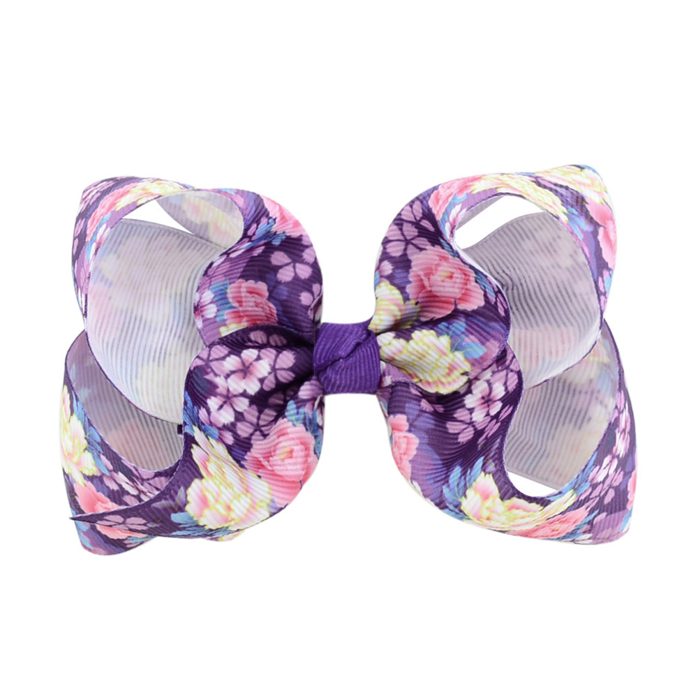 Children's Peony Print Ribbon Bow Hairpin Set display picture 5