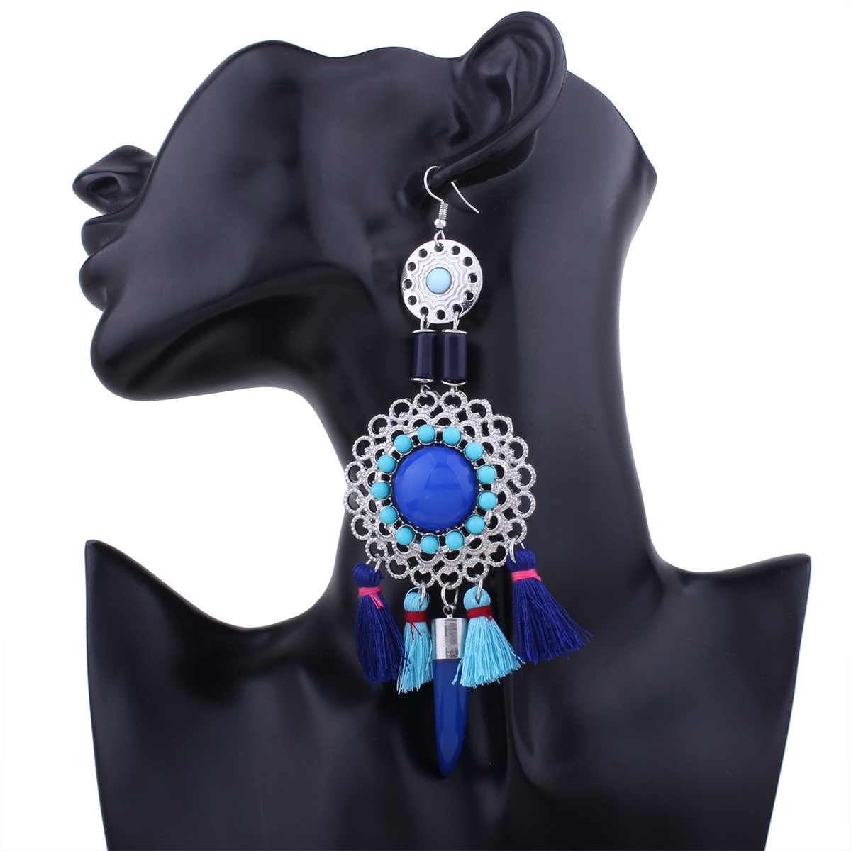 Retro alloy Diamond earring (black)NHNMD3799-black