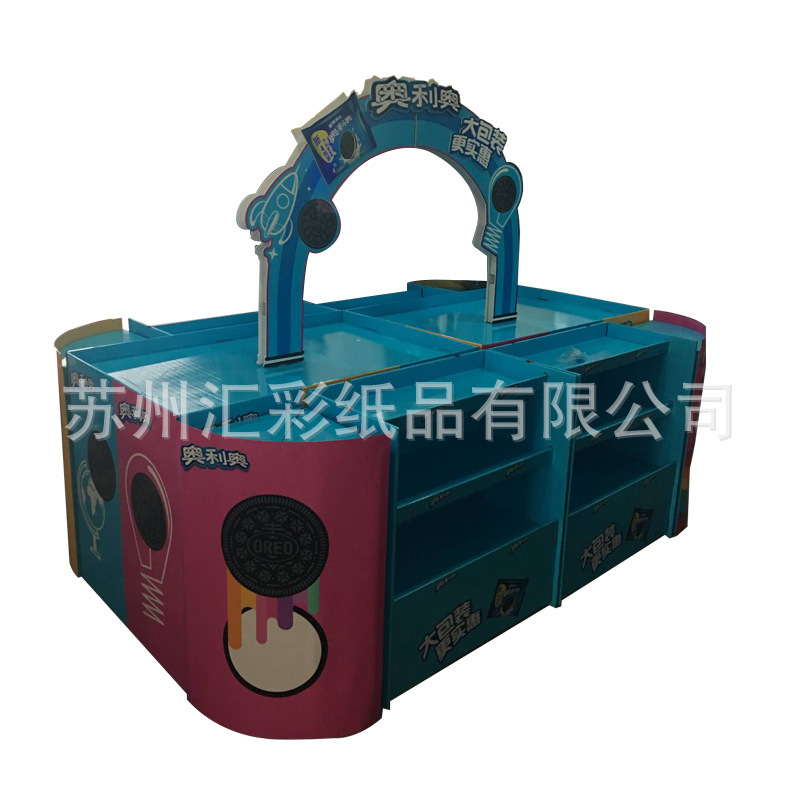 源头工厂12年生产经验定制超市食品纸堆头折叠承受力强超市纸地堆