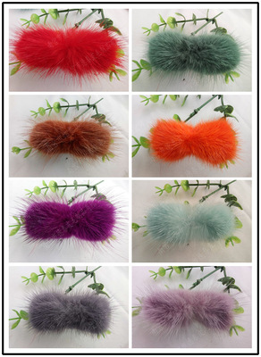 3*7CM领结水貂毛球兔毛毛球发夹材料手工DIY蝴蝶结发饰手机壳材料|ms