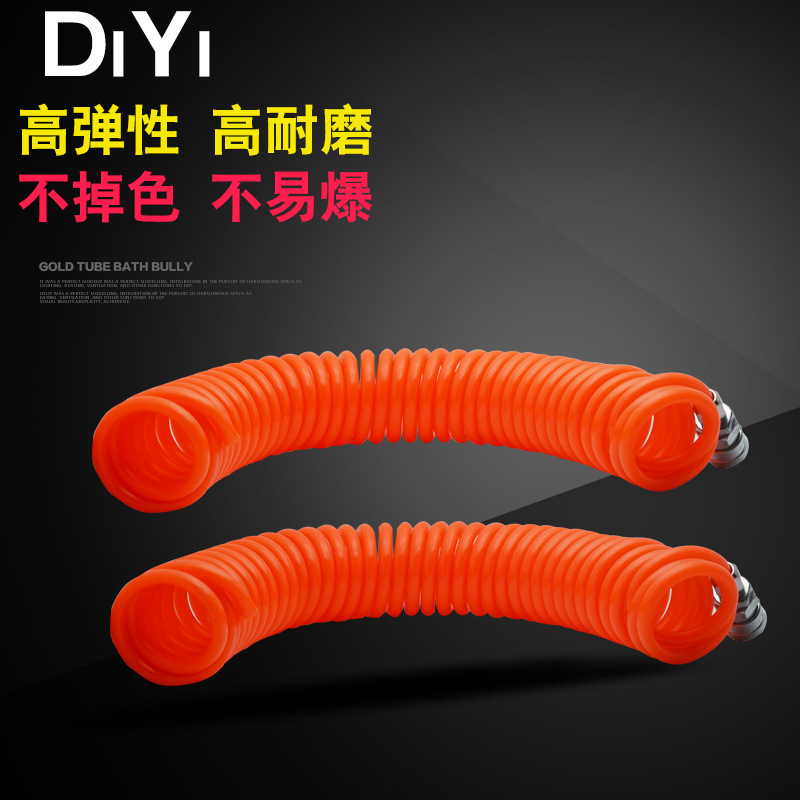 PU弹簧气管软管空压机弹簧管气泵高压伸缩软管螺旋风管拍带接头