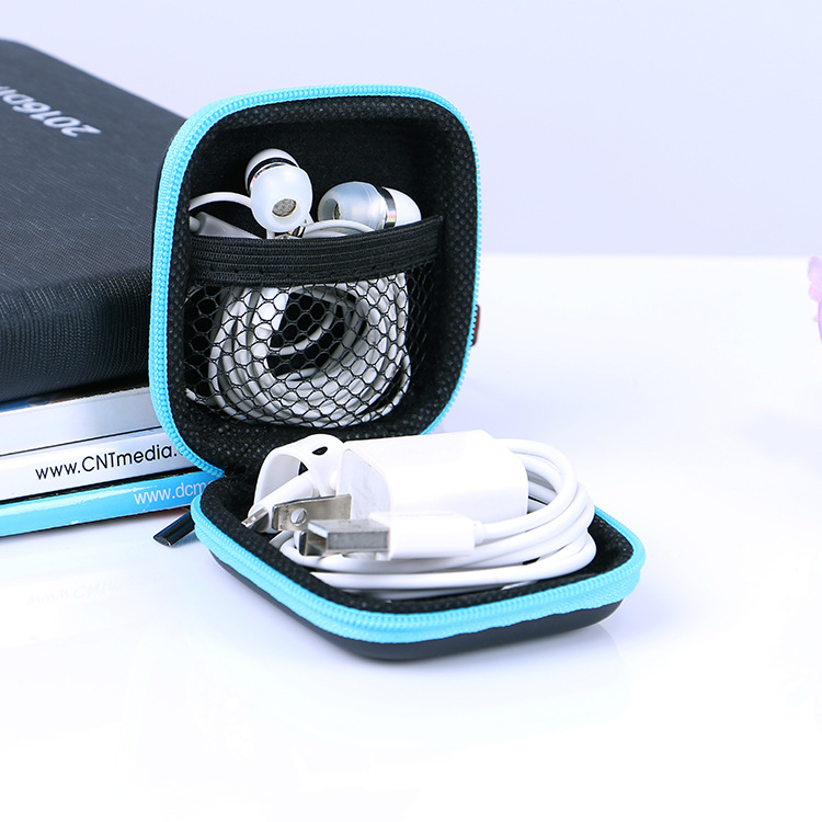 2020 Earphone Storage Box Mini Headphone Cable Hard Box Portable PU Leather Zipper Earbuds SD