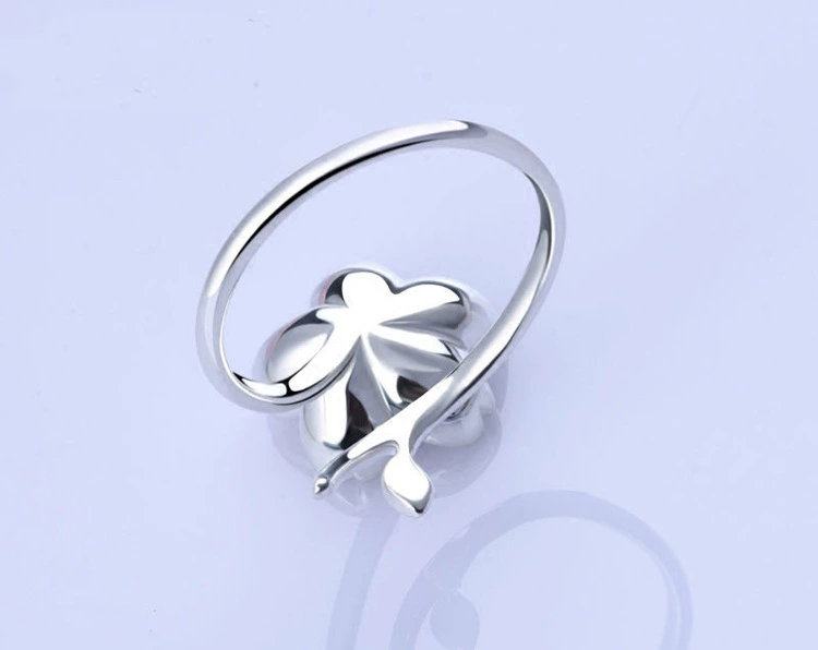 One size gemstone ring, accessory, silver 925 sample, flowered, 925 sample silver, wholesale
