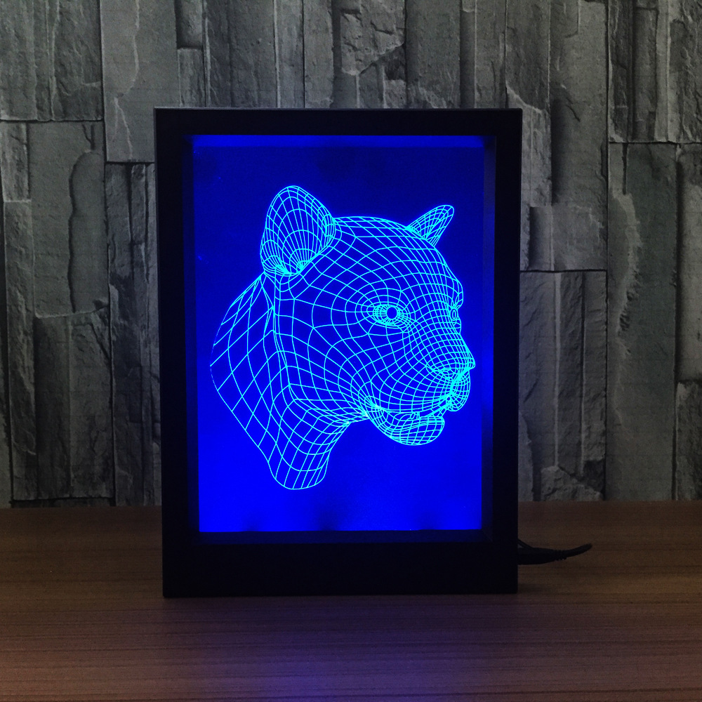 3d 相框灯 遥控式 创意产品 新奇特led灯豹头