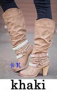 Rivet water drill high heel boots ladies shoes Europe and America 