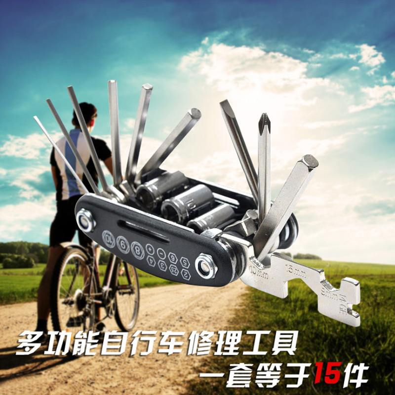 16 1 개의 수리 조합 타이어 수리 도구 자전거 수리 도구 수리 조합 타이어 수리 도구