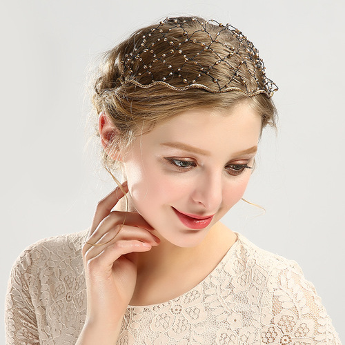 Hairpin hair clip hair accessories for women crystal head buckle, diamond mesh hair band and pin headdress