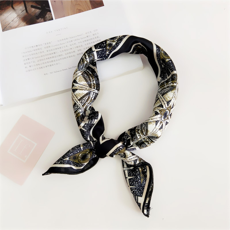 Women's Simple Style Stripe Polka Dots Chains Print Satin Silk Scarf display picture 34