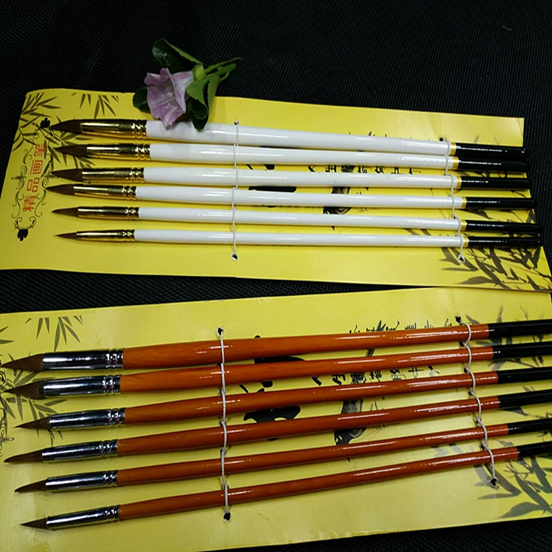 Brush, golden copper set, gouache, chalk, line drawing