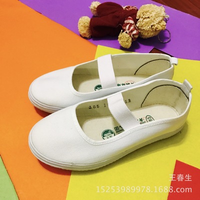 批发供应国途品牌童舞鞋 儿童帆布鞋 幼儿体操舞蹈鞋表演小白鞋