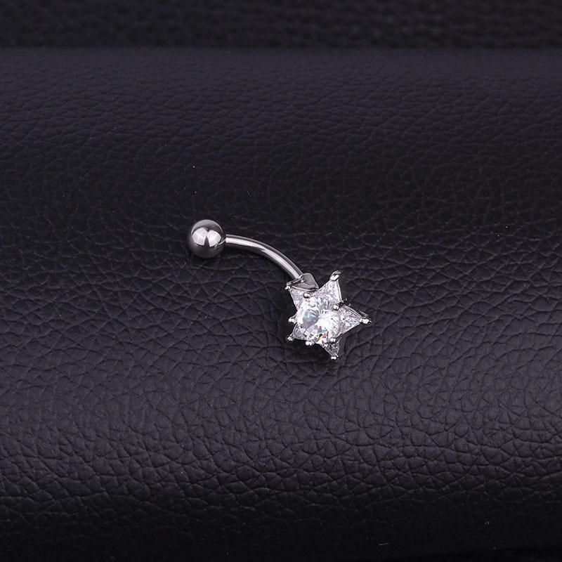 Stainless Steel Inlaid Zircon Stars Umbilical Nails display picture 5