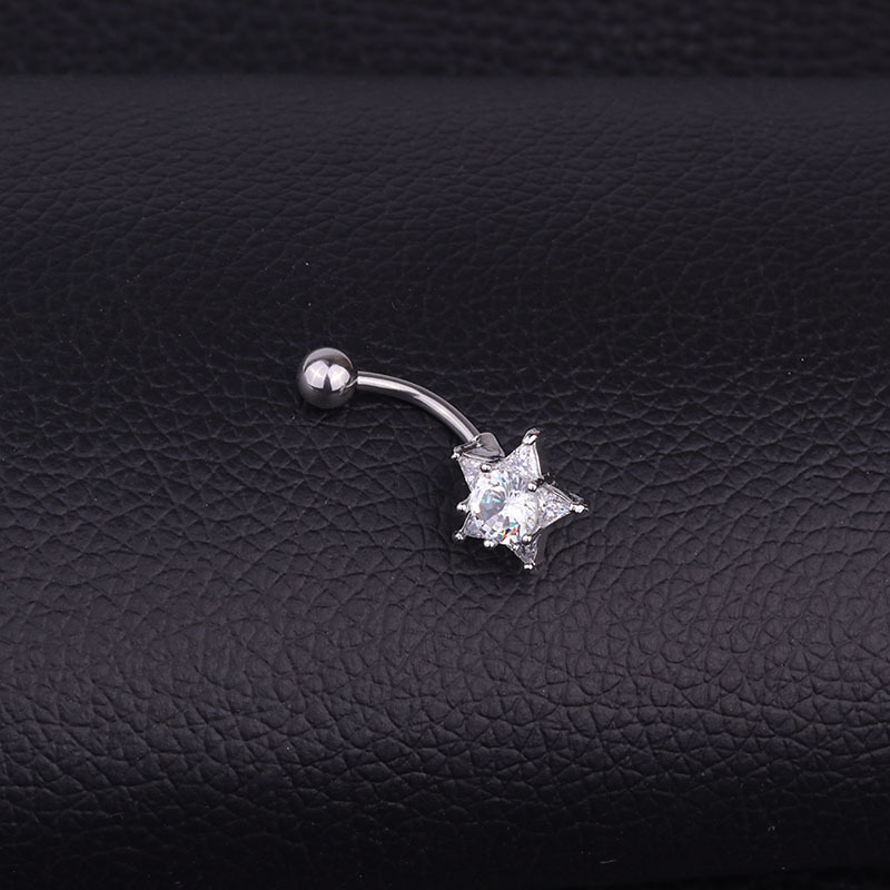 Acero Inoxidable Con Incrustaciones De Circonio Estrellas Clavos Umbilicales display picture 5