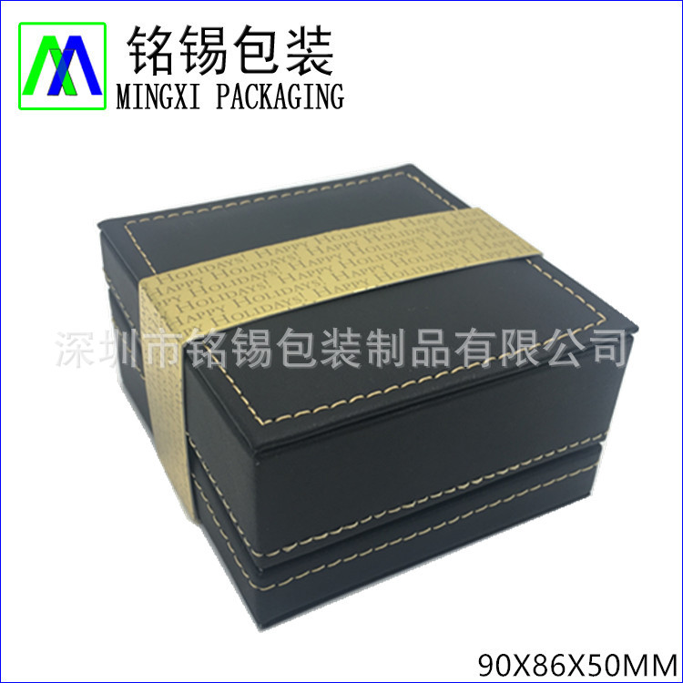 深圳产斜边PU皮黄金陀螺包装盒 高端金银币皮盒子 打火机包装盒