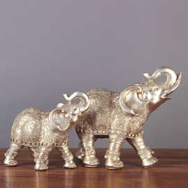 外贸跨境电商 欧式复古大象树脂动物雕塑摆件 桌面装饰工艺品热卖