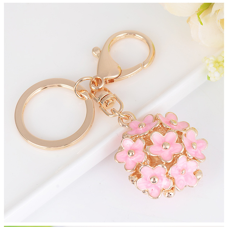 Alloy Material Lady Floral Ball Alloy Women's Bag Pendant Keychain