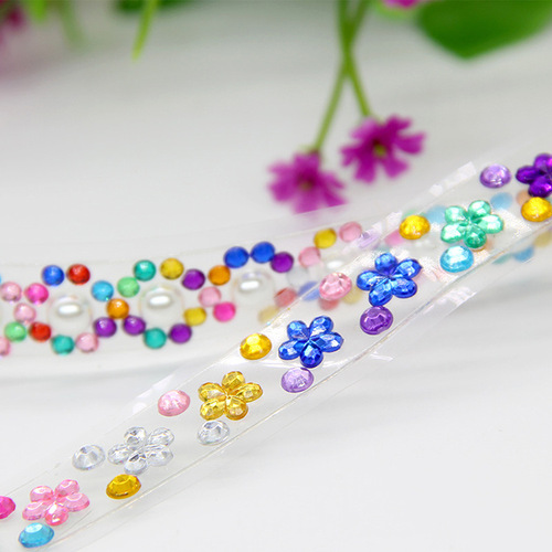 Factory direct sales diamond decorative stickers diamond tape various styles and colors one roll 50CM