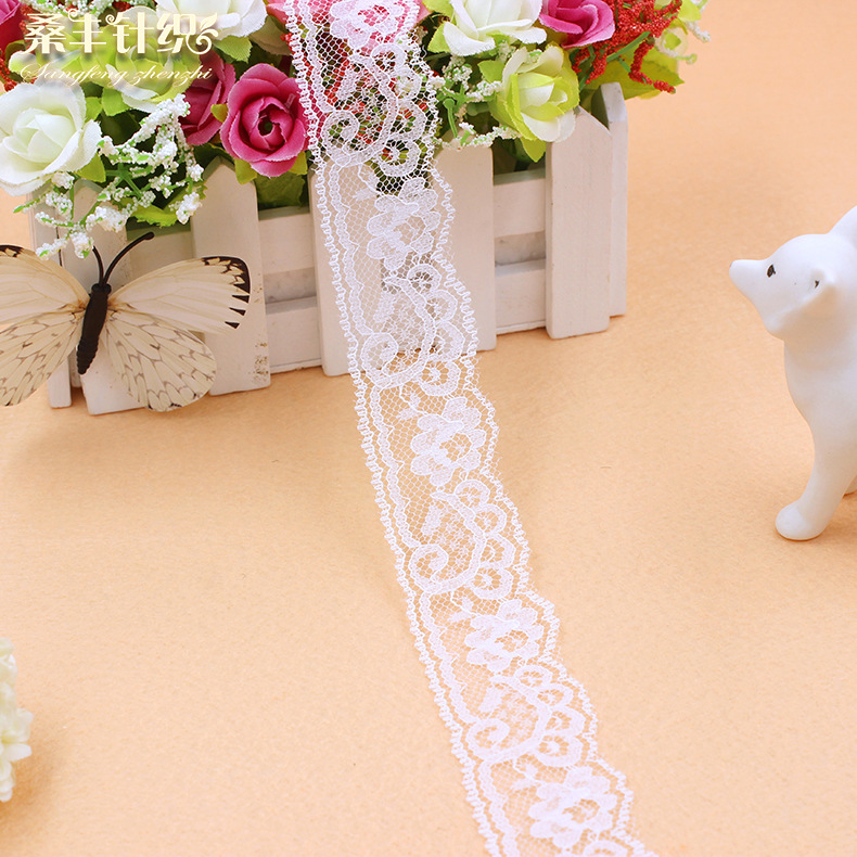 厂家直销无弹蕾丝花边 DIY服装饰品辅料 锦纶丝蕾丝边 3.2公分宽|ms