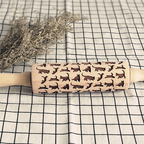 Nhỏ mèo sồi pin lăn in dập nổi tia laser khắc fondant sáng tạo pin lăn và cookie Thớt cán pin